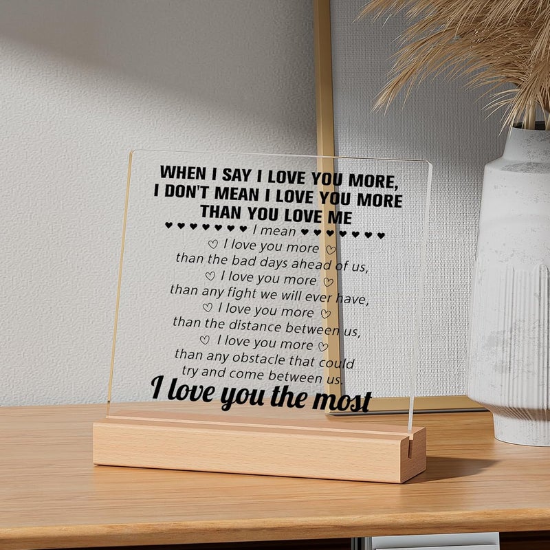 Funnli Gifts for Him Her Wife Husband Acrylic Plaque, Birthday Valentines Day Anniversary Wedding Gifts for Boyfriend Girlfriend, I Love You Romantic Gift for Couple Keepsake - Image 3